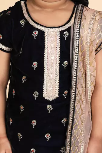 Blue kurti peach sharara