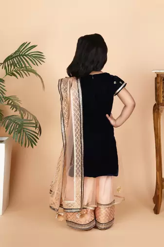 Blue kurti peach sharara