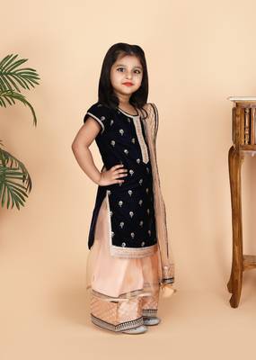 Blue kurti peach sharara 1