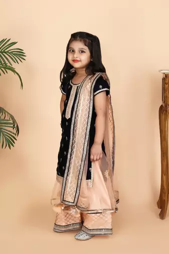 Blue kurti peach sharara