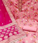 Handcrafted ethnic pink colour faux cotton salwar kameez for graceful girlish looks in festive style