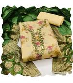 Handcrafted ethnic yellow colour faux cotton salwar kameez for graceful girlish looks in festive style