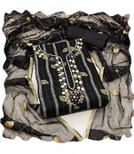 Handcrafted ethnic black colour faux cotton salwar kameez for graceful festive looks in girlish style