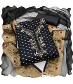 Handcrafted ethnic black colour faux cotton salwar kameez for graceful festive looks in girlish style