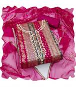 Handcrafted ethnic pink colour jacquard salwar kameez for graceful sohisticated looks in trendy style