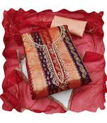 Handcrafted ethnic peach colour jacquard salwar kameez for graceful sohisticated looks in trendy style