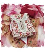 Handcrafted ethnic multi colour faux cotton salwar kameez for graceful floral looks in girlish style