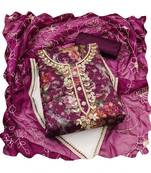 Handcrafted ethnic purple colour organza salwar kameez for graceful floral designer looks in girlish style
