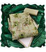 Handcrafted ethnic green colour art silk salwar kameez for graceful floral designer looks in girlish style