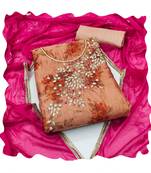 Handcrafted ethnic peach colour art silk salwar kameez for graceful floral designer looks in girlish style