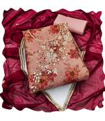 Handcrafted ethnic pink colour art silk salwar kameez for graceful floral designer looks in girlish style