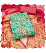 Handcrafted ethnic sea green colour art silk salwar kameez for graceful sohisticated looks in smart printed style