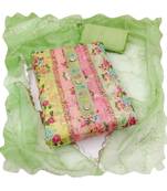 Handcrafted ethnic multi colour organza salwar kameez for graceful floral looks in girlish style