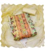 Handcrafted ethnic multi colour organza salwar kameez for graceful floral looks in girlish style