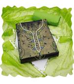 Handcrafted ethnic green colour art silk salwar kameez for graceful party wear looks in traditional style