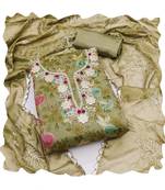 Handcrafted ethnic green colour art silk salwar kameez for graceful beautiful floral looks in girlish style