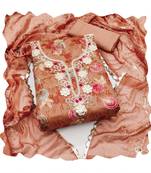 Handcrafted ethnic peach colour art silk salwar kameez for graceful beautiful floral looks in girlish style