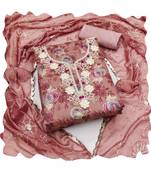 Handcrafted ethnic pink colour art silk salwar kameez for graceful beautiful floral looks in girlish style