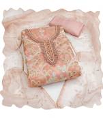 Handcrafted ethnic peach colour organza salwar kameez for graceful beautiful floral looks in girlish style