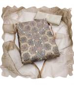 Handcrafted ethnic beige colour organza salwar kameez for graceful heavy partywear looks in style