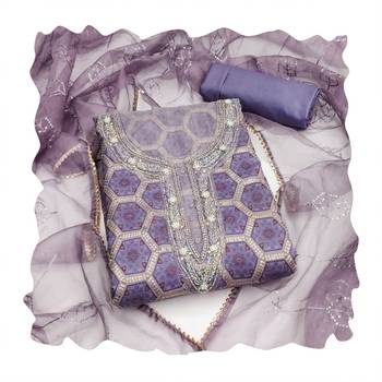 Handcrafted ethnic purple colour organza salwar kameez for graceful heavy partywear looks in style 1