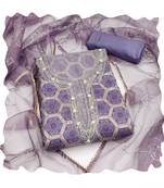 Handcrafted ethnic purple colour organza salwar kameez for graceful heavy partywear looks in style