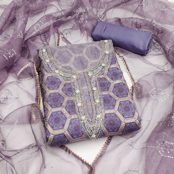 Handcrafted ethnic purple colour organza salwar kameez for graceful heavy partywear looks in style 2