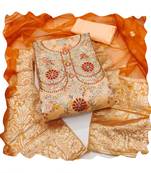 Handcrafted ethnic orange colour banarasi salwar kameez for graceful heavy partywear looks in designer style