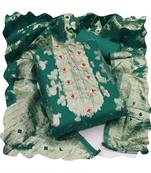 Handcrafted ethnic green colour organza salwar kameez for graceful heavy partywear looks in style