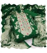 Handcrafted ethnic green colour organza salwar kameez for graceful heavy partywear looks in designer style