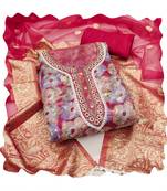 Handcrafted ethnic multi colour organza salwar kameez for graceful heavy partywear looks in style