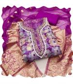 Handcrafted ethnic multi colour organza salwar kameez for graceful heavy partywear looks in style