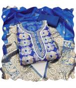 Handcrafted ethnic blue colour organza salwar kameez for graceful heavy partywear looks in style
