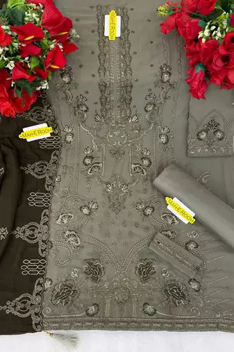 Mehendi embroidered faux georgette salwar suit