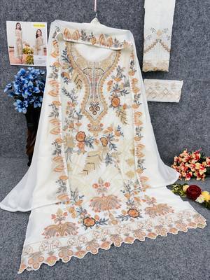 Anaita White Multicolor Thread Embroidered Pakistani Salwar Suit for Women 4