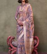 Onion Pink Span Cotton Jacquard Woven Saree With Blouse
