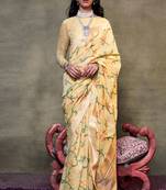 Yellow Span Cotton Jacquard Woven Saree With Blouse