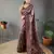 Black Kalamkari style cotton bland print work saree with Blouse