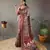 Cream Kalamkari style cotton bland print work saree with Blouse
