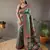 Green Kalamkari style cotton bland print work saree with Blouse