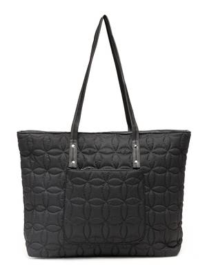 uno black maple leaf quilted polyester tote bag 4