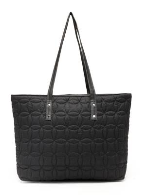 uno black maple leaf quilted polyester tote bag 5