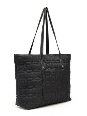 uno black maple leaf quilted polyester tote bag 6