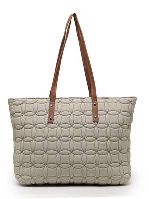 uno beige maple leaf quilted polyester tote bag 5
