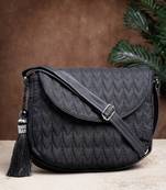uno black chevron quilted polyester sling bag