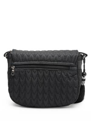 uno black chevron quilted polyester sling bag 5