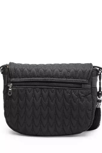 uno black chevron quilted polyester sling bag