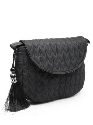 uno black chevron quilted polyester sling bag 6