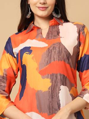 WOMEN'S EXCLUSIVE MUSLIN WITH DIGITAL MULTICOLOR PRINTED WITH FULL STITCHED  KURTI SET 2