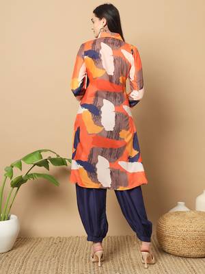 WOMEN'S EXCLUSIVE MUSLIN WITH DIGITAL MULTICOLOR PRINTED WITH FULL STITCHED  KURTI SET 3